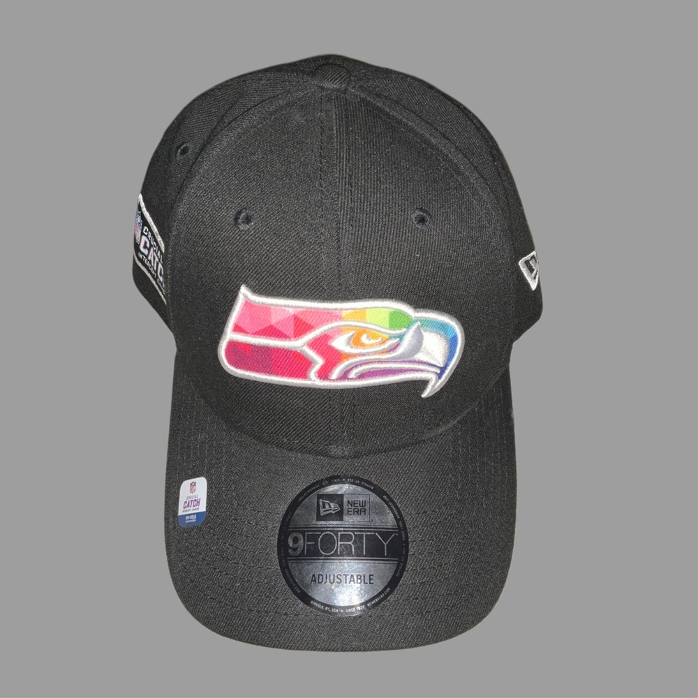 New Era Unisex NFL Seattle Seahawks Adjustable Black Cap with Multicolor Logo